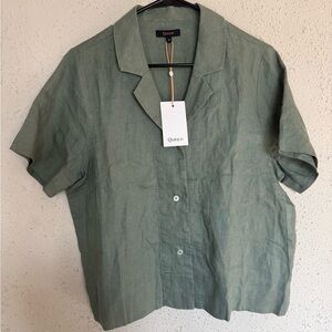 Quince Olive Linen Button Down Shirt